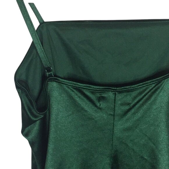 Holiday Fairy Dress Christmas Women Medium Green Satin Ruched Bodycon Mini Party - Picture 11 of 16